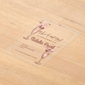 Blush Floral Champagne She Said Yes Bridal Shower アクリル招待状 (レイダウン)