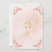 Blush Floral Christian Baby Shower with Gold Cross 招待状 (裏面)
