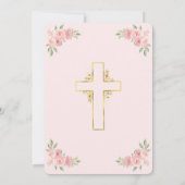 Blush Floral Christian Baby Shower with Gold Cross 招待状 (裏面)