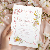 Blush Floral Confirmation Invitation 招待状