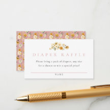 Blush Floral Diaper Raffle Card Vintage Pram Suite