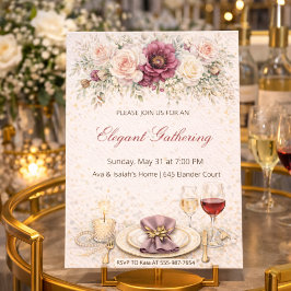 Blush Floral Dinner Party Invitation 招待状
