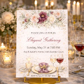 Blush Floral Dinner Party Invitation 招待状