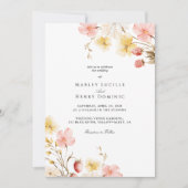 Blush Floral Elegant Botanical Garden Wedding 招待状 (正面)