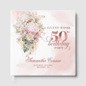 Blush Floral Eucalyptus 50th Birthday Guest Book ゲストブック (正面)