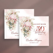 Blush Floral Eucalyptus 50th Birthday Guest Book ゲストブック