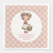 Blush Floral Fairy Cute 3rd Birthday Party Napkins (正面)