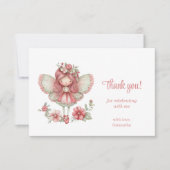 Blush Floral Fairy Cute 8th Birthday Party Thank  サンキューカード (正面)