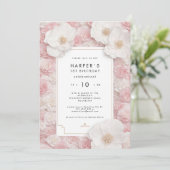 Blush Floral First Birthday Invitation 招待状 (スタンド正面)