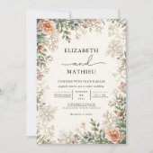 Blush Floral Flourish Wedding 招待状 (正面)