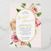 Blush Floral Foil Pressed Modern Bridal Shower Foi 箔招待状 (正面)