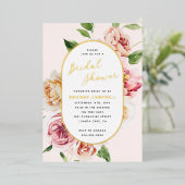 Blush Floral Foil Pressed Modern Bridal Shower Foi 箔招待状 (立ち正面)