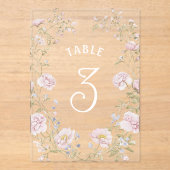 Blush Floral Frame Acrylic Table Number アクリル招待状 (正面)