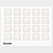 Blush Floral Frame Baptism スクエアシール (シート)