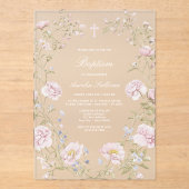 Blush Floral Frame Baptism Acrylic Invitation アクリル招待状 (正面)