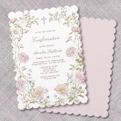 Blush Floral Frame Confirmation Invitation 招待状