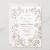 Blush Floral Frame Confirmation Invitation 招待状 (正面)