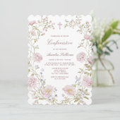 Blush Floral Frame Confirmation Invitation 招待状 (スタンド正面)