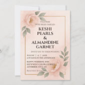 Blush Floral Frame Wedding Invitation 招待状 (正面)