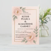Blush Floral Frame Wedding Invitation 招待状 (スタンド正面)