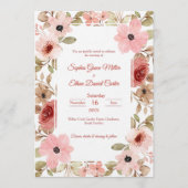 Blush Floral Garden Border Wedding Invitation 招待状 (正面)