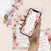 Blush Floral Garden Border Wedding Invitation 招待状