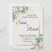 Blush Floral Gold Arch Wedding Invitation 招待状 (正面)