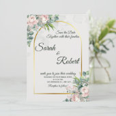 Blush Floral Gold Arch Wedding Invitation 招待状 (スタンド正面)
