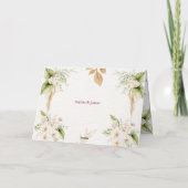 Blush Floral Gold Geometric wedding サンキューカード (裏面)