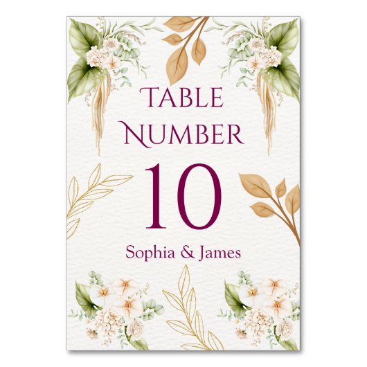 Blush Floral Gold Geometric wedding テーブルナンバー (正面)