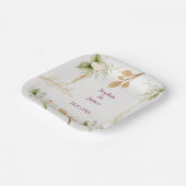 Blush Floral Gold Geometric wedding ペーパープレート (傾斜あり)