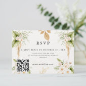 Blush Floral Gold Geometric wedding 出欠カード (スタンド正面)
