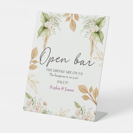 Blush Floral Gold Geometric wedding 台座サイン (正面)