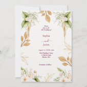 Blush Floral Gold Geometric wedding 招待状 (正面)