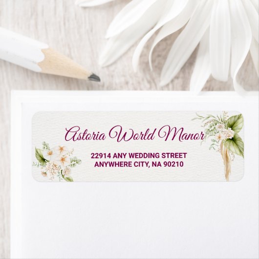 Blush Floral Gold Geometric wedding address  ラベル (インサイチュ)