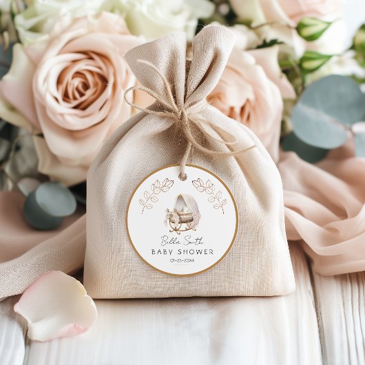 Blush Floral Gold Nursery Baby Shower フェイバータグ