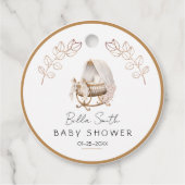 Blush Floral Gold Nursery Baby Shower フェイバータグ (正面)