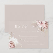 Blush Floral Gorgeous Wedding 出欠カード (正面/裏面)