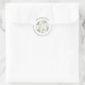 Blush Floral Greenery 送付先住所 ラウンドシール (バッグ)