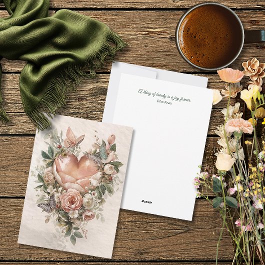 Blush Floral Heart Butterflies and Soft Botanicals シーズンカード