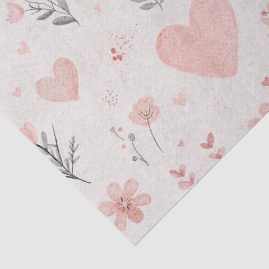 Blush Floral Heart Pattern Tissue Paper 薄葉紙 (詳細)