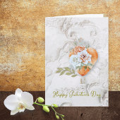 Blush Floral Heart with Baroque Plaster Texture カード