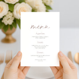 Blush Floral Minimalist Wedding Menu Card 招待状