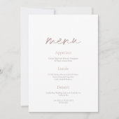 Blush Floral Minimalist Wedding Menu Card 招待状 (正面)