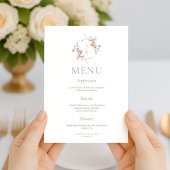 Blush Floral Monogram Two-Sided Wedding Menu 招待状