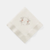 Blush Floral Monogram Wedding Napkins 縁ありカクテルナプキン (角)