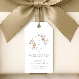 Blush Floral Monogram Wedding Welcome ギフトタグ