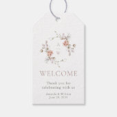 Blush Floral Monogram Wedding Welcome ギフトタグ (正面)