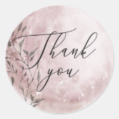 Blush Floral Moon | 手書き風サンクスギュータグシール ウェディング ラウンドシール (正面)