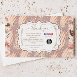 Blush Floral Nail Technician Business サンキューカード